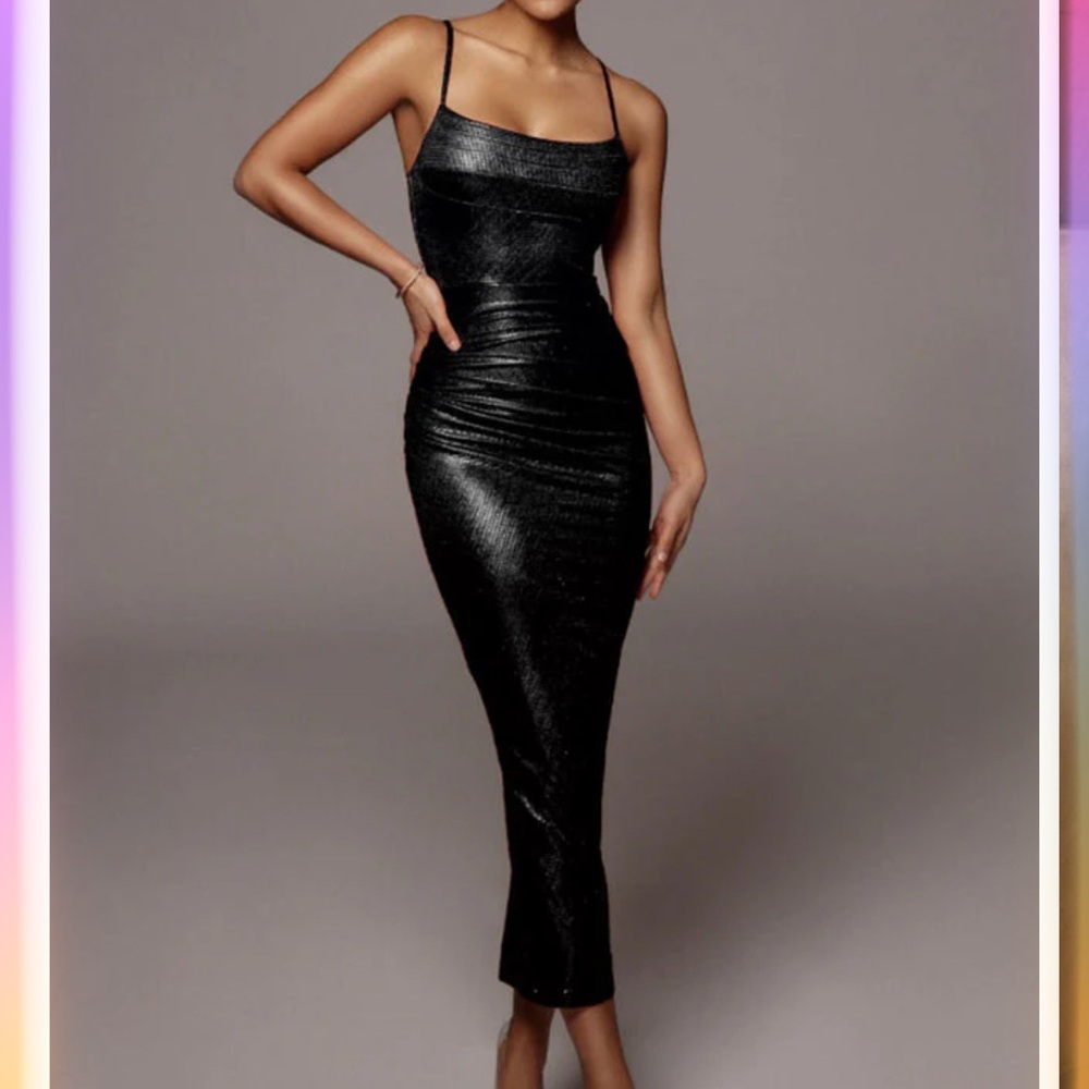 JLUXLABEL Black metallic maxi dress